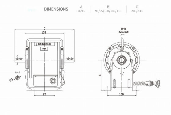ενιαία φάση μηχανών 30w 120w 350w ανεμιστήρων εναλλασσόμενου ρεύματος 110v 230v κεντρική για την τυποποιημένη κουρτίνα αέρα βιομηχανίας